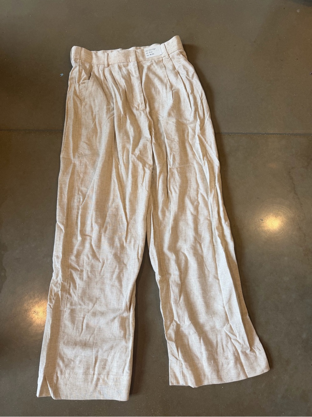 Abercrombie & Fitch Beige Wide-Leg Linen Blend Pants